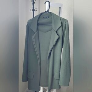 BOOHOO Sage Green Lightweight Tie Belt Jacket